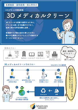 ３Ｄプリンタ積層物用洗浄液<br>「3Dメディカルクリーン」